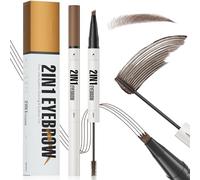 Lápiz de Cejas Microblading Resistente al Agua, Lápiz Cejas de Doble Punta 2 en 1 y Tint Brow Gel, Eyebrow Pencil de Duradero Impermeable, Aspecto Larga Duración Natural sin Esfuerzo (Marrón)
