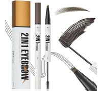 Lápiz de Cejas Microblading Resistente al Agua, Lápiz Cejas de Doble Punta 2 en 1 y Tint Brow Gel, Eyebrow Pencil de Duradero Impermeable, Aspecto Larga Duración Natural sin Esfuerzo (Negro Marrón)