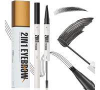 Lápiz de Cejas Microblading Resistente al Agua, Lápiz Cejas de Doble Punta 2 en 1 y Tint Brow Gel, Eyebrow Pencil de Duradero Impermeable, Aspecto Larga Duración Natural sin Esfuerzo (Negro)