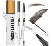 Lápiz de Cejas Microblading Resistente al Agua, Lápiz Cejas de Doble Punta 2 en 1 y Tint Brow Gel, Eyebrow Pencil de Duradero Impermeable, Aspecto Larga Duración Natural sin Esfuerzo (Marrón Oscuro)