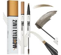 Lápiz de Cejas Microblading Resistente al Agua, Lápiz Cejas de Doble Punta 2 en 1 y Tint Brow Gel, Eyebrow Pencil de Duradero Impermeable, Aspecto Larga Duración Natural sin Esfuerzo (Marrón Claro)
