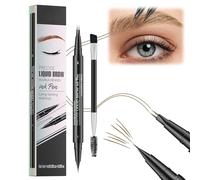 Lápiz de cejas resistente al agua, 2024, lápiz de cejas mágico, 2 en 1 con punta de microhorquilla y punta de pincel precisa, resistente a las manchas, cejas de aspecto natural sin esfuerzo (marrón