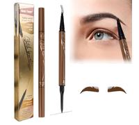 Lápiz de cejas, resistente al agua, lápiz de tatuaje de cejas, lápiz 3D, lápiz de cejas, dibujo de pelo, 2 en 1, lápiz mágico natural con 4 puntas de horquilla (marrón)