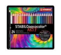Lápiz de color acuarelable STABILOaquacolor - Estuche de metal (Importación USA)