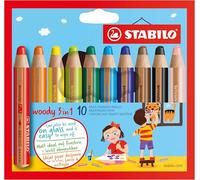 Multi-Talented Pencil - STABILO woody 3 in 1 - Pack of 10 - Assorted Colours