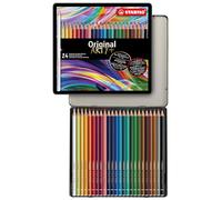 Lápiz de color para dibujo de precisión STABILO Original - Estuche de metal ARTY + con 24 colores