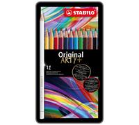STABILO Lápiz de color Original – Estuche de metal ARTY+ – 12 colores
