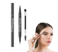 Lápiz de contorno de cejas, lápiz de maquillaje con dos puntas y pincel, herramienta profesional de definición de cejas, fórmula cosmética duradera, aplicador ultrafino con flujo de tinta uniforme