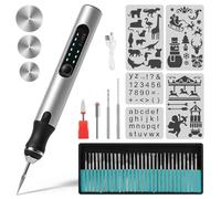 Lápiz de grabado eléctrico con 37 bits, mini lápiz de grabado con control de 3 velocidades, grabadora multifuncional recargable por USB para joyería, vidrio, cerámica, plástico, cuero, ideal para DIY