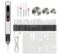 Lápiz de grabado, recargable por USB, mini kit de herramientas de grabado, 3,7 V con 21000 rpm y 48 accesorios para joyas, cristal, madera, plástico, metal y piedra