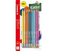 Lápiz de grafito con goma STABILO Pencil 160 - Pack con 10 lápices colores de cuerpo surtidos - Mina HB