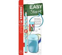 Lápiz de grafito ergonómico STABILO EASYgraph - Set escolar con 1 unidad cuerpo azul + sacapuntas + goma de borrar - Modelo para diestros