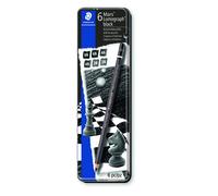 Lapiz De Grafito Staedtler 100B Lumograph Black Caja Metal De 6 (8B, 7B, 6B, 4B, 2B, Hb)