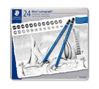 Lápiz de grafito Staedtler Mars Lumograph estuche metálico 24 unidades