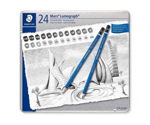 Lápiz de grafito Staedtler Mars Lumograph estuche metálico 24 unidades
