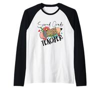 Lápiz de Leopardo de Segundo Grado para Maestra de Segundo Grado Camiseta Manga Raglan