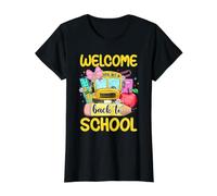 Lápiz de Manzana con Texto en inglés Welcome Back to School Camiseta gráfica económica, Mujer, Negro, XL