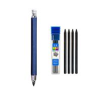 Lápiz de metal de 5,6 mm con juego de 4 minas 2B 4B 6B 8B para bocetos artísticos profesionales, lápiz de imprenta Kawaii de papelería que se puede rellenar (azul)