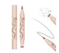 Lápiz de pecas y delineador de ojos 2 en 1, pluma natural realista, duradero, resistente al agua, maquillaje natural neutro ligero para todos los tipos de piel (01 marrón claro)