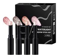 Lápiz de sombra de ojos - 4 Barritas de Brillo Gel | Iluminador de Ojos,Para Bodas Viajes Vacaciones Escenario Trabajo Diario Escuela Noches de Salida Citas