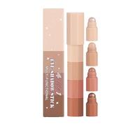 Lápiz de sombra de ojos de 4 colores, brillo fino nacarado, suave y cremoso, para cara y ojos, lápiz labial altamente pigmentado (beige, talla única)