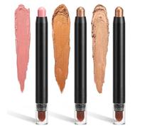 Lápiz de sombra de ojos, maquillaje de ojos, lápiz de perlas, juego de 3 piezas, brillante, sombra de ojos giratoria, lápiz de cejas, cabezal de pincel brillante CnH532 (A, talla única)
