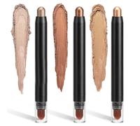 Lápiz de sombra de ojos, maquillaje de ojos, lápiz de perlas, juego de 3 piezas, brillo brillante, sombra de ojos giratoria, lápiz de cejas, cabezal de pincel brillante CnH532 (B, talla única)