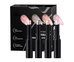Lápiz de Sombras de Ojos | 4 barras de maquillaje facial con brillo y textura jelly,Lápiz de Color para Ojos | Para Bodas Viajes Vacaciones Escenario Trabajo Diario Escuela Noches de Salida Citas