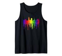 Lápiz derretido, goteo de pintura Rainbow Pride Cleveland City Camiseta sin Mangas