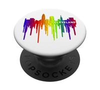 Lápiz derretido, goteo de pintura Rainbow Pride Cleveland City PopSockets PopGrip Adhesivo