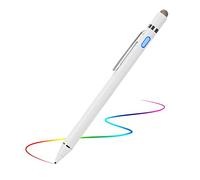 Lápiz digital activo 2 en 1 con punta fina de 1,5 mm para iPad iPhone Samsung Tablets, funciona en teléfonos táctiles y tabletas, ideal para dibujar y escribir, color blanco