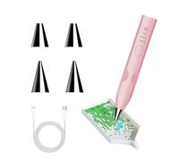 Lápiz eléctrico para pintura de diamante con 4 puntas de perforación, accesorios ergonómicos para pintura de diamantes con tecnología de vacío, lápiz eléctrico sin cable, 3 niveles ajustables, carga