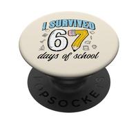 Lápiz Escolar «He Sobrevivido 67 días», Divertido Meme para niños del Centenario PopSockets PopGrip Adhesivo