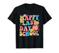 Lápiz Feliz Último Día De Escuela Retro Leopardo Profesor Niños Camiseta