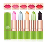 Lápiz labial de aloe vera, 5 unidades, cambio de color mágico, cambia de color, lápiz labial de aloe vera, cuidado de los labios, bálsamo labial duradero, evita que se seque, resistente al agua, larga
