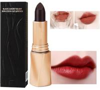 Lápiz labial de color duradero y multifuncional, de terciopelo negro, de lujo, antiadherente, resistente al agua, mate, reduce las líneas de los labios