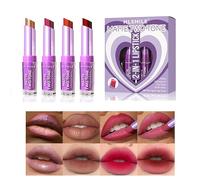 Lápiz labial en dos en uno, lápiz labial de doble color Shimmer lápiz labial de color perla terciopelo hidratante sin pegajoso lápiz labial de taza humectante gradual mordiendo lápiz (Set A)