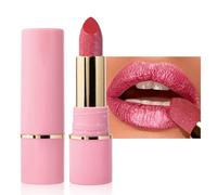 Lápiz labial metálico con acabado brillante, color rosa con brillo de diamante, pintalabios hidratantes y de alta pigmentación, maquillaje de labios resistente al agua y duradero, sin sensación