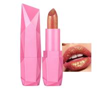 Lápiz labial metálico rosa, brillo de labios con brillo de diamante, resistente al agua y de larga duración, lápiz labial brillo 3D con fórmula cremosa y hidratante, color intenso