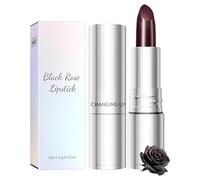 Lápiz labial negro - Lápiz labial mate borunde de larga duración, lápiz labial estilo gótico, lápiz labial de satén, lápiz labial impermeable todo el día, lápiz labial a prueba de rosas oscuras rosa S