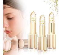 Lápiz labial que cambia de color a prueba de transferencia con lámina de oro, brillo de labios hidratante brillante, hidratación de larga duración 24H y brillo brillante, adecuado para mujeres (3pcs)