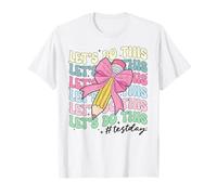 Lápiz Let's Do Test Day Testing Teacher Coquette Bow Camiseta