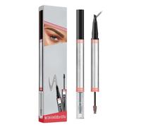 Lápiz Mágico para Cejas Microblading - Nuevo Lápiz y Gel para Cejas 2 en 1 Resistente al Agua (2025) con 4 Puntas de Horquilla | Trazos Naturales 4D a Prueba de Manchas (04-Black)