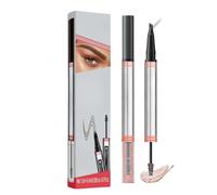 Lápiz Mágico para Cejas Microblading - Nuevo Lápiz y Gel para Cejas 2 en 1 Resistente al Agua (2025) con 4 Puntas de Horquilla | Trazos Naturales 4D a Prueba de Manchas (03-Gray)