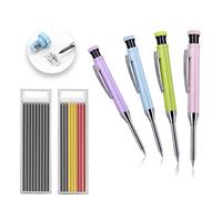 Lápiz mecánico retráctil de carpintero de 2,8 mm de color en sacapuntas integrado, para ingeniero, buider, fontanero, carpintería, 4 lápices, 2 cajas de minas de grafito reemplazables resistentes a la