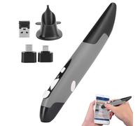 Lápiz Óptico Inalámbrico USB, Lápiz Óptico para Computadora Piezas de PC Ratón Inalámbrico 2.4G Tipo de Lápiz Vertical Innovador Personalizado para Escritura a Mano, para PC, Portátil, Dibujo(Gris)