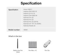 Lápiz óptico sin batería W500 de 8192 niveles para Kamvas Pro 22 (2019)