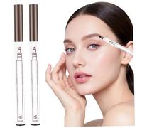 Lápiz para cejas con trazos similares al cabello, paquete de 2, lápiz para cejas Microblading resistente al agua, punta ultrafina para de aspecto natural a prueba de manchas, marrón