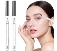 Lápiz para cejas con trazos similares al cabello, paquete de 2, lápiz para cejas Microblading resistente al agua, punta ultrafina para de aspecto natural a prueba de manchas, gris