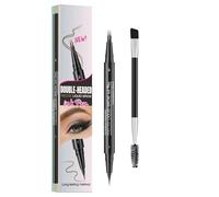 Lápiz Para Cejas Curvado | Lápices De Cejas De Doble Punta Con Pincel, Maquillaje De Ojos Resistente Al Agua Sin Manchas, Lápiz Para Contorno De Cejas Con Punta De 2 Tenedores Y Cejas Líquidas Precisa